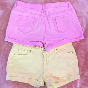2 Pack pink and Yellow Denim Shorts